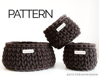 Crochet Round Basket Pattern | Crochet Bathroom Storage Basket | Set of Rope Baskets Pattern