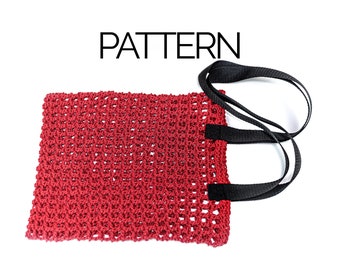 Crochet Tote Bag Pattern with Handles | Crochet Reusable Market Net Bag Pattern | Crochet Mesh Bag Pattern