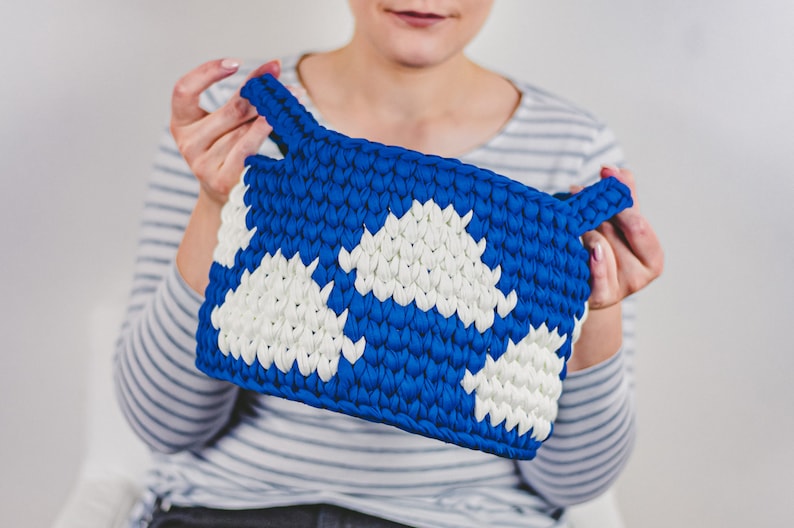 Crochet Cloud Basket Pattern Basket with Handles Pattern Crochet Wooden Based Basket Pattern image 2