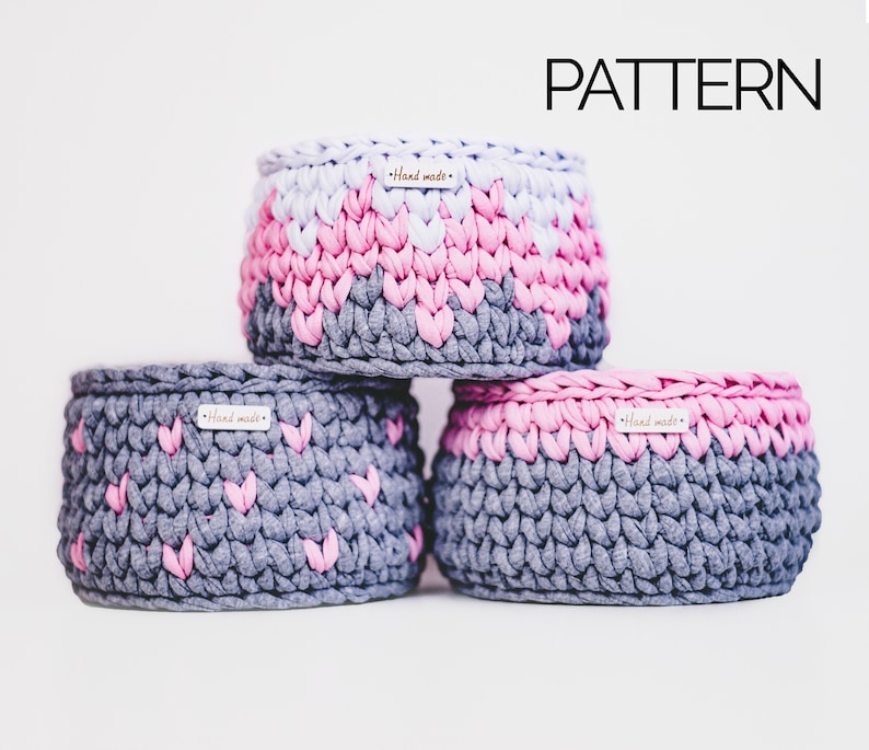 Crochet Nursery Basket Pattern Set of 3 Crocheted Baskets Etsy