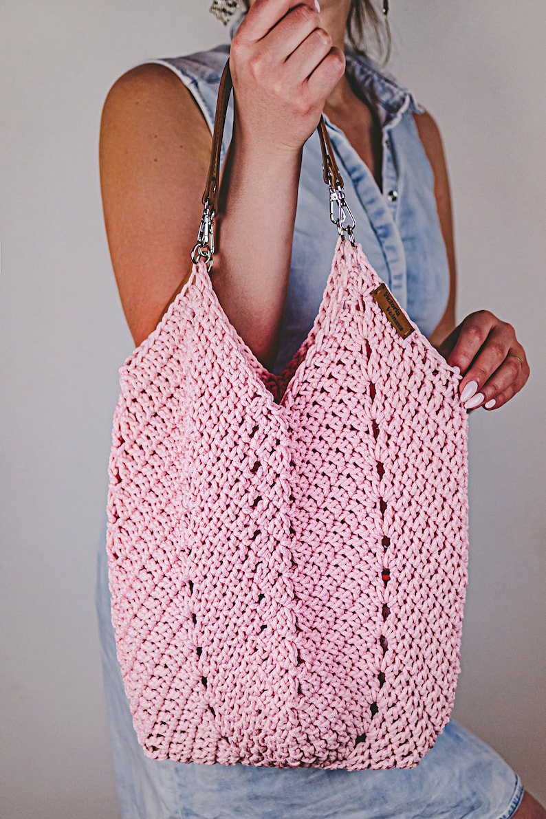 Crochet Tulip Bag Crochet Market Bag Pattern Crochet Reusable Net Bag Pattern PDF Crochet Bag with Handles Pattern Tutorial Video