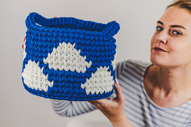 Crochet Cloud Basket Pattern Basket with Handles Pattern Crochet Wooden Based Basket Pattern image 4