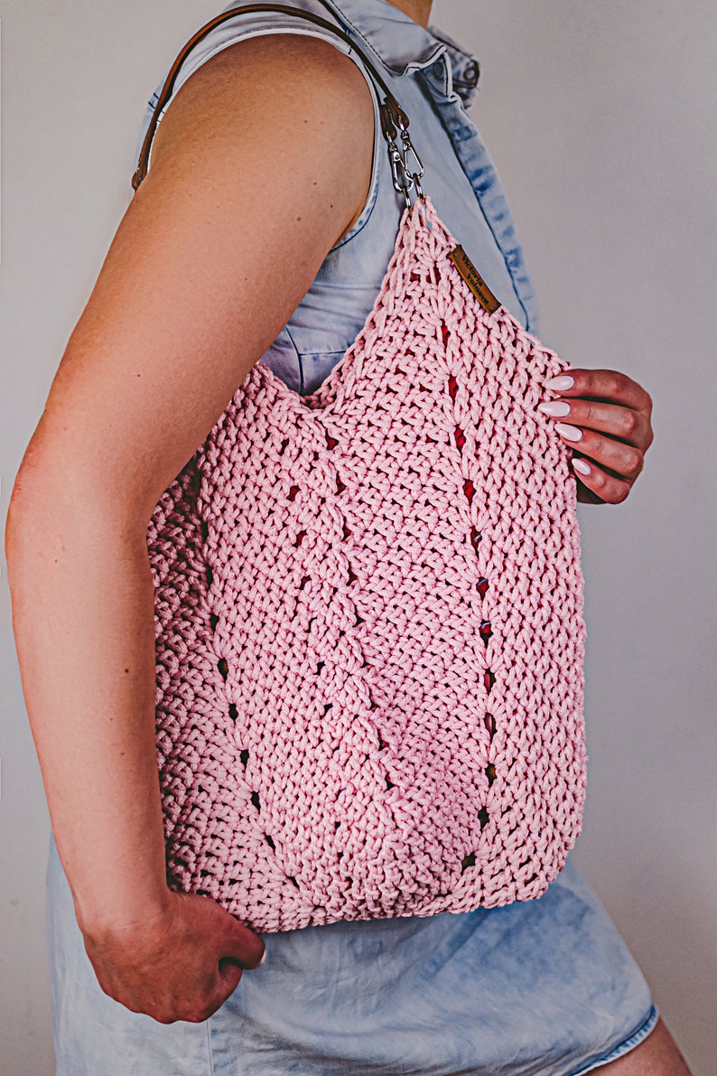 Crochet Tulip Bag Crochet Market Bag Pattern Crochet Reusable Net Bag Pattern PDF Crochet Bag with Handles Pattern Tutorial Video