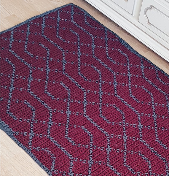 Crochet Modern Geometric Rug Large Floor Mat Decorative Etsy