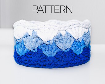 Crochet Round Basket with Wooden Bottom Pattern | Crochet Sea Waves Basket Pattern