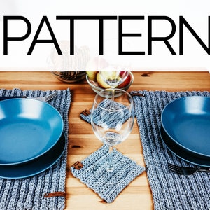 Crochet Rectangular Placemat and Coaster Set Pattern