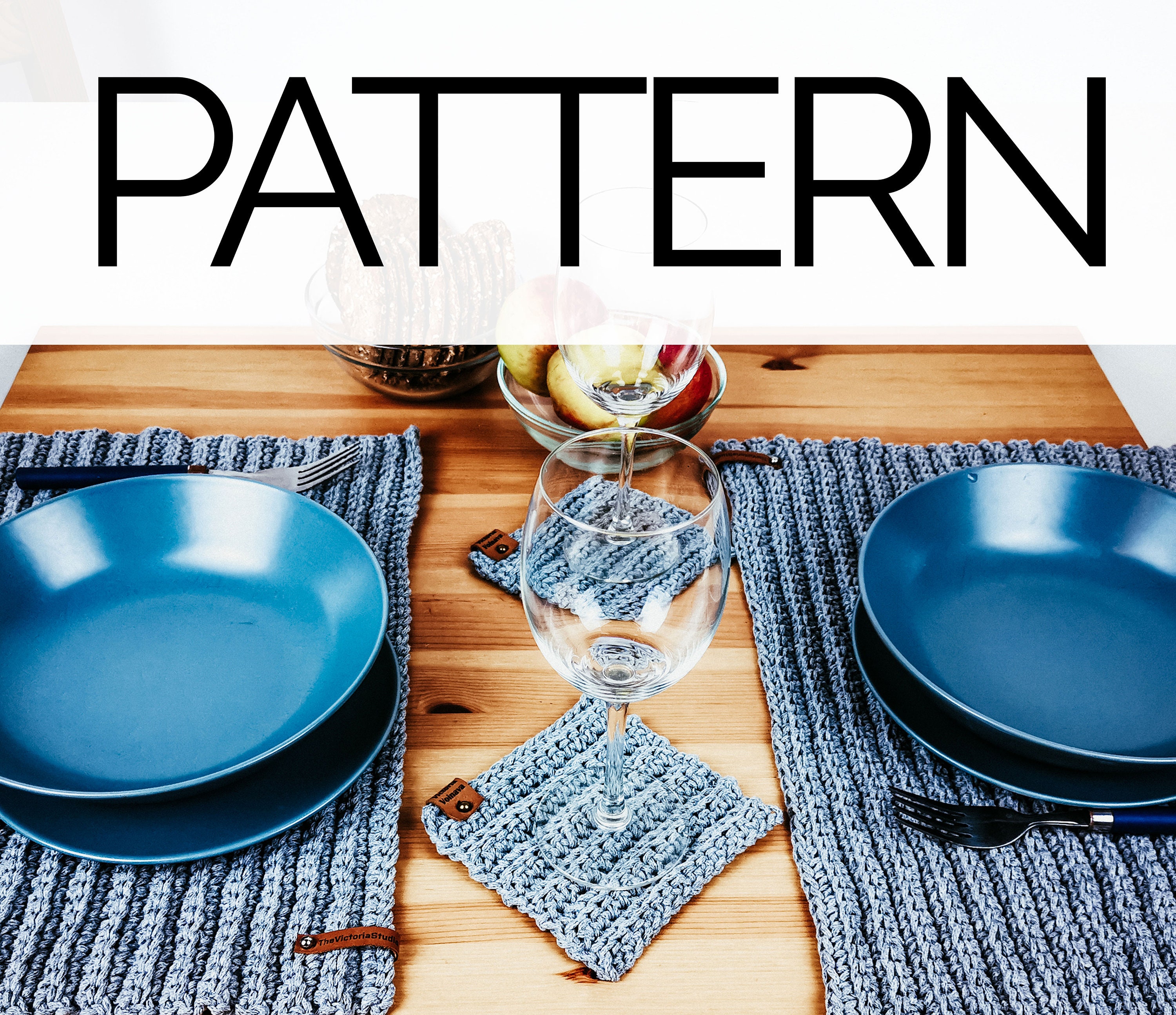 Crochet Rectangular Placemat and Coaster Set Pattern Etsy