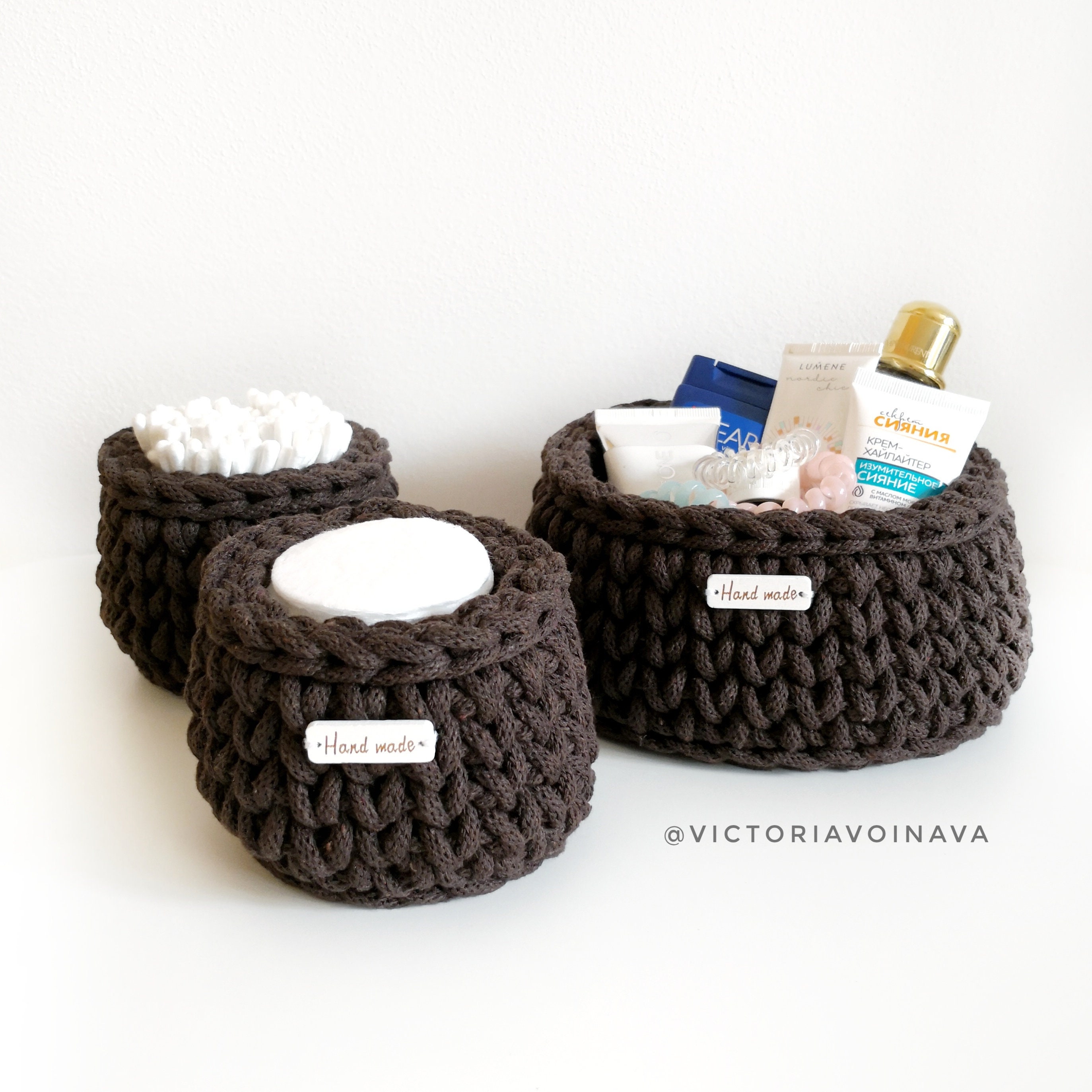 Crochet Round Basket Pattern Crochet Bathroom Storage Basket Etsy