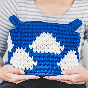 Crochet Cloud Basket Pattern Basket with Handles Pattern Crochet Wooden Based Basket Pattern image 3