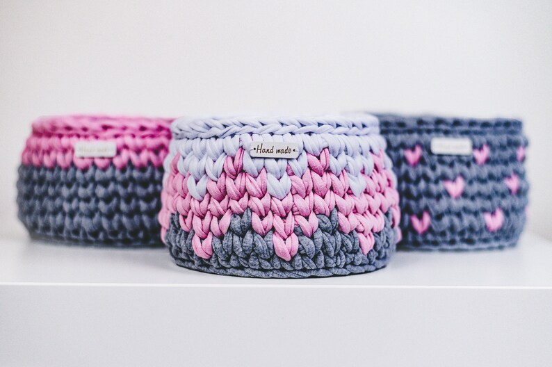 Crochet Nursery Basket Pattern Set of 3 Crocheted Baskets Etsy