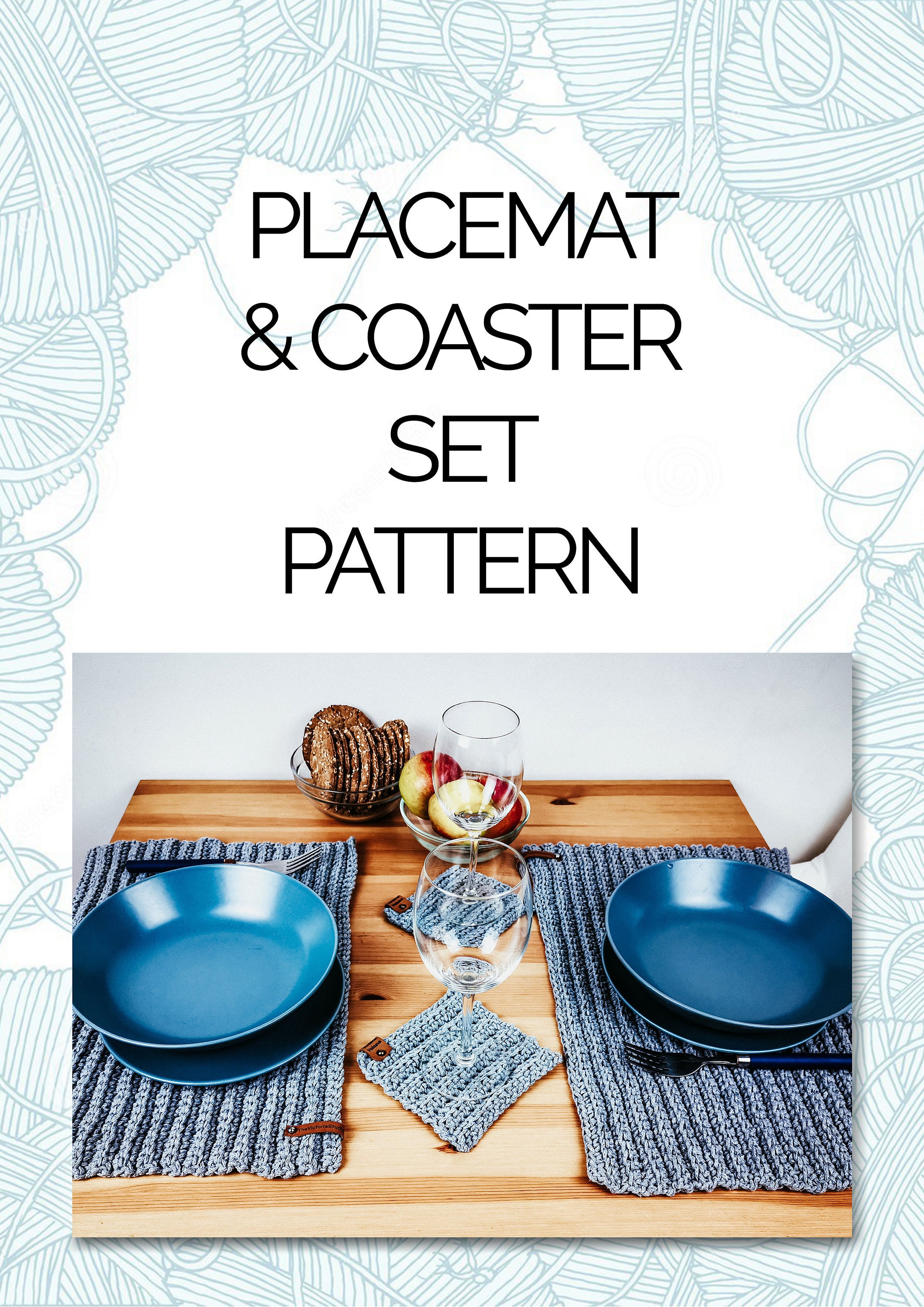 Crochet Rectangular Placemat and Coaster Set Pattern Etsy