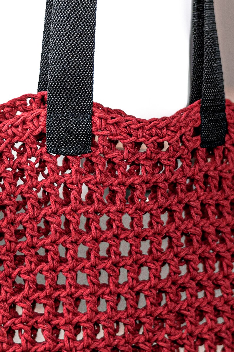 Modèle de sac fourre-tout au crochet Modèle de sac en filet de marché réutilisable au crochet Modèle de sac en filet au crochet image 8