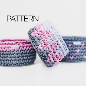 Häkelkorb Muster | Kinderkörbe | Set von 3 Häkelkörben Muster