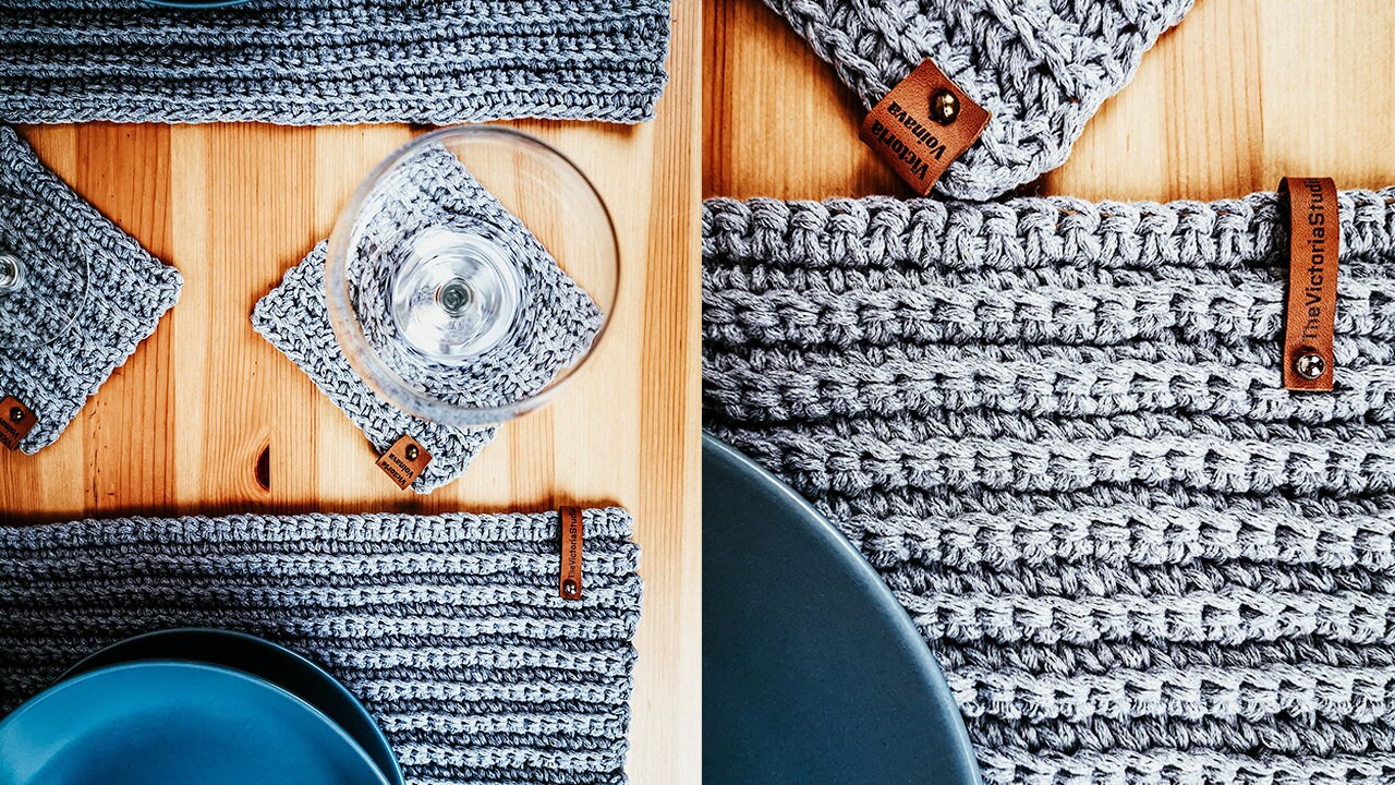 Crochet Rectangular Placemat and Coaster Set Pattern Etsy