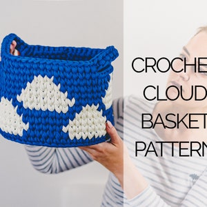 Crochet Cloud Basket Pattern Basket with Handles Pattern Crochet Wooden Based Basket Pattern image 5