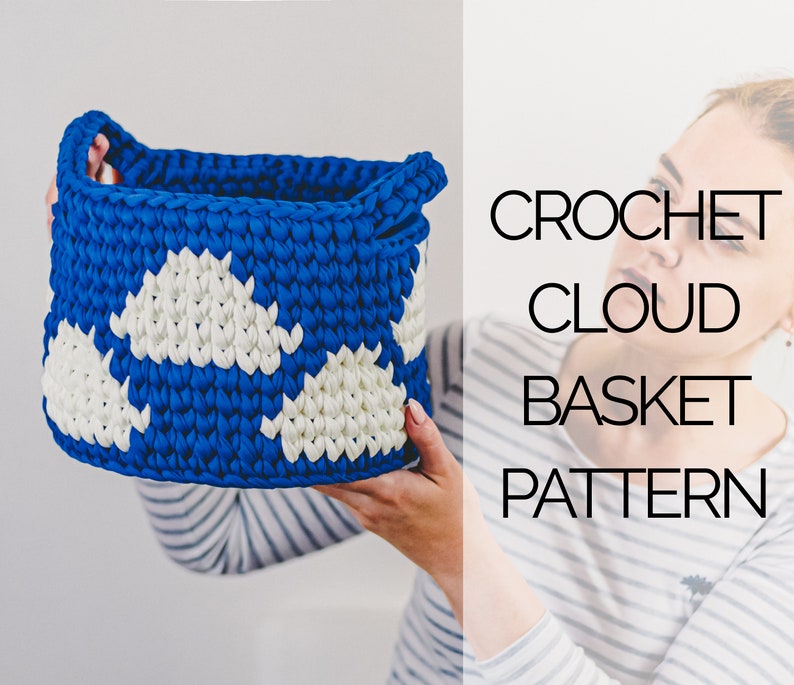 Crochet Cloud Basket Pattern Basket with Handles Pattern Crochet Wooden Based Basket Pattern image 5