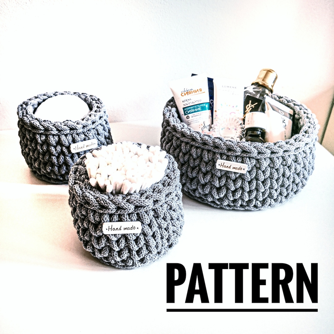 Crochet Round Basket Pattern Crochet Bathroom Storage Basket Etsy