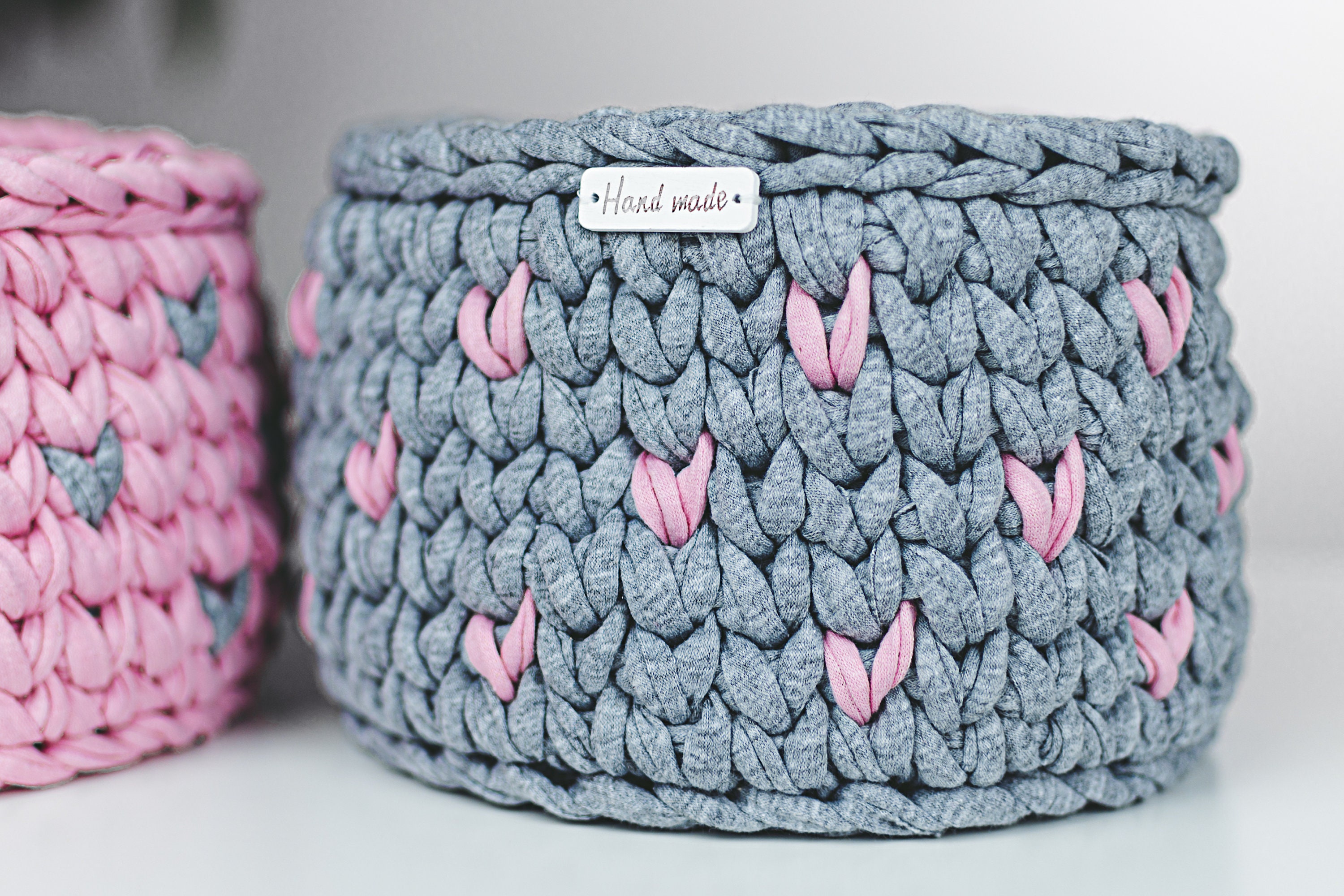 Crochet Basket Pattern Nursery Baskets Set of 3 Crocheted Etsy