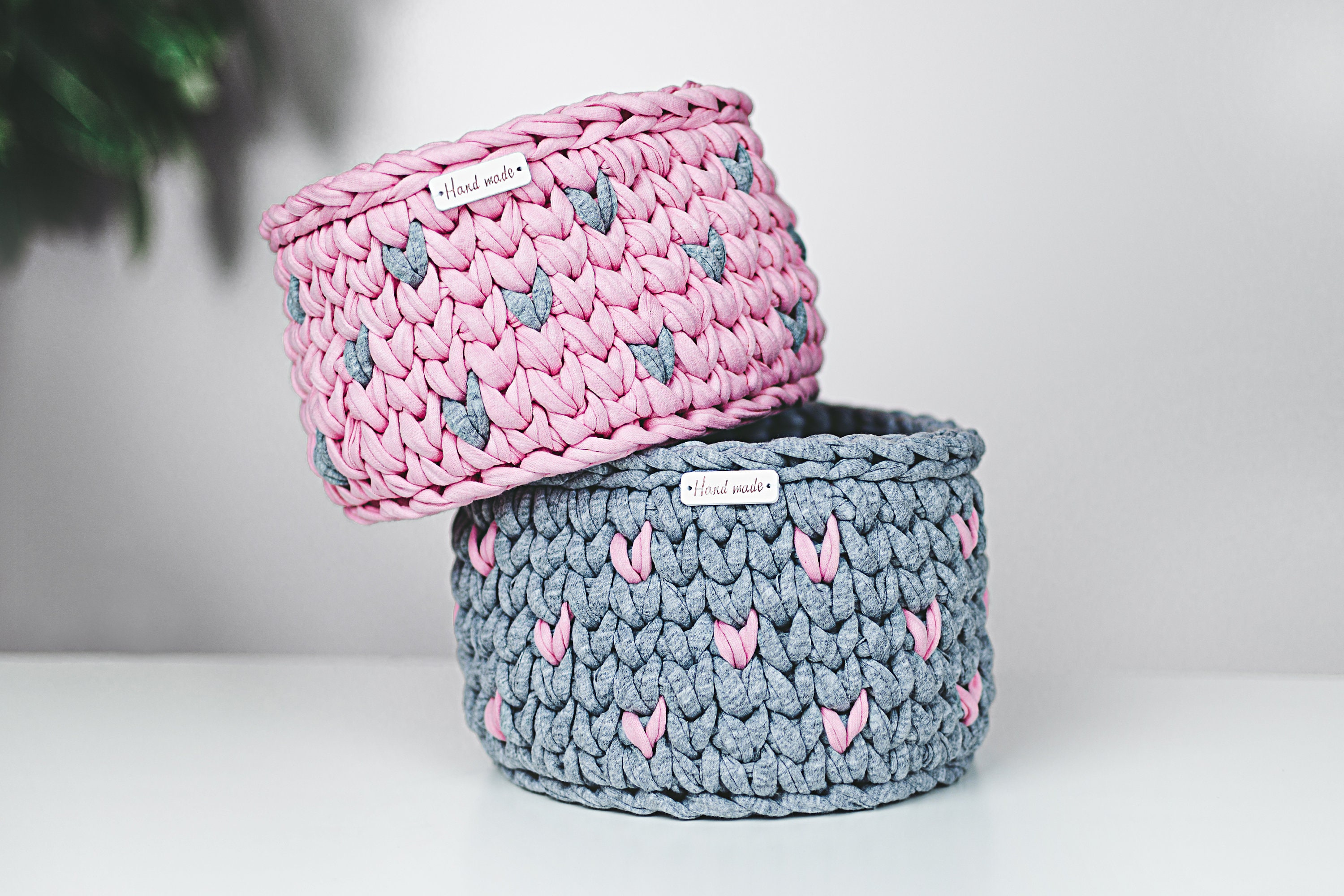 Crochet Basket Pattern Nursery Baskets Set of 3 Crocheted Etsy