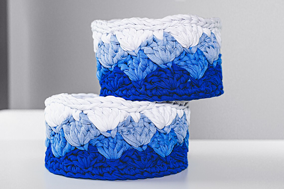 Crochet Round Basket With Wooden Bottom Pattern Crochet Sea Waves Basket Pattern Etsy