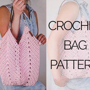 Patrón Bolso con Asas a Ganchillo / Patrón Bolsa Market a crochet / Patrón Bolsa Red Reutilizable a crochet / Bolso Tulipán a crochet / PDF / Video Tutorial