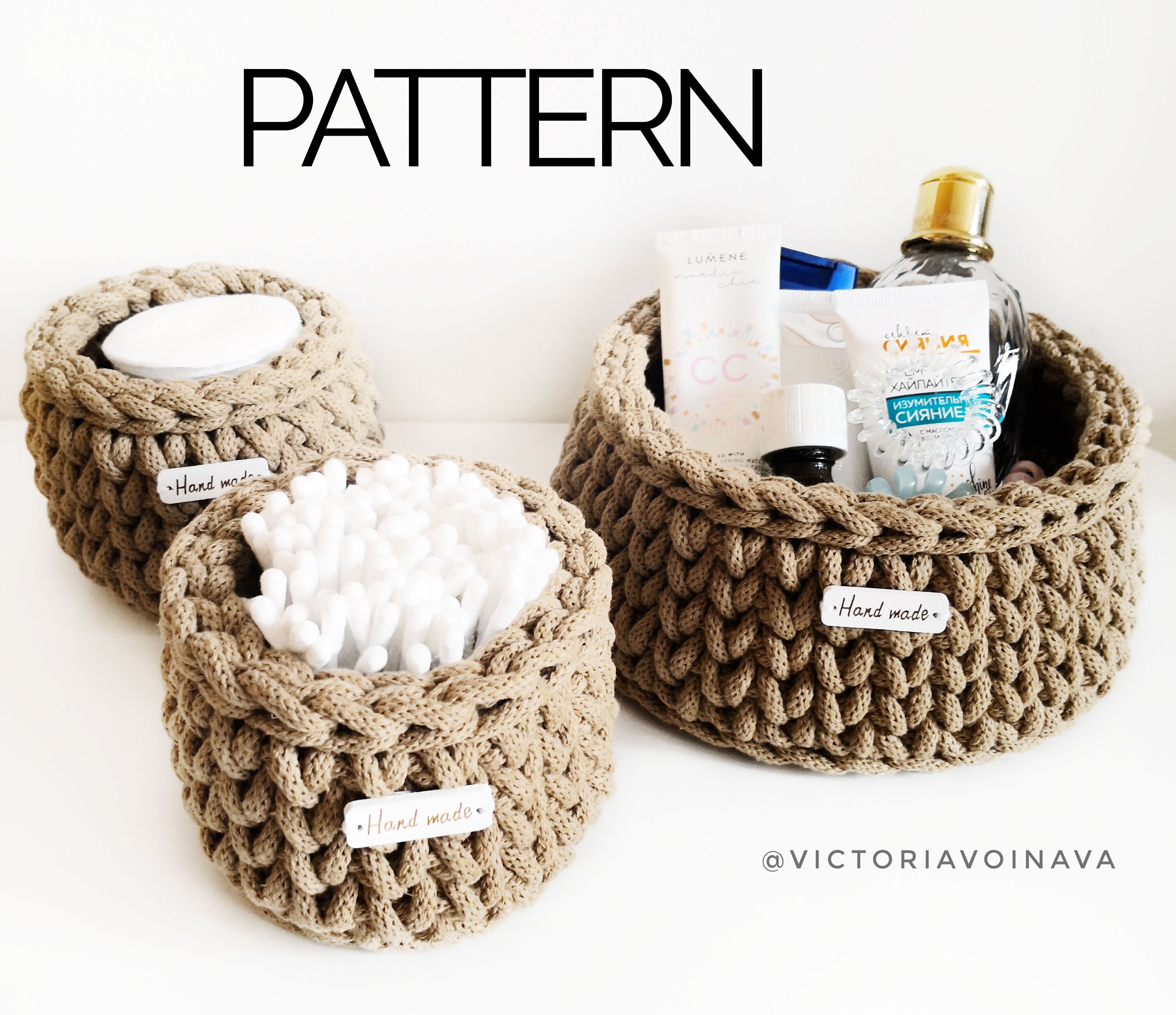 Crochet Round Basket Pattern Crochet Bathroom Storage Basket Etsy