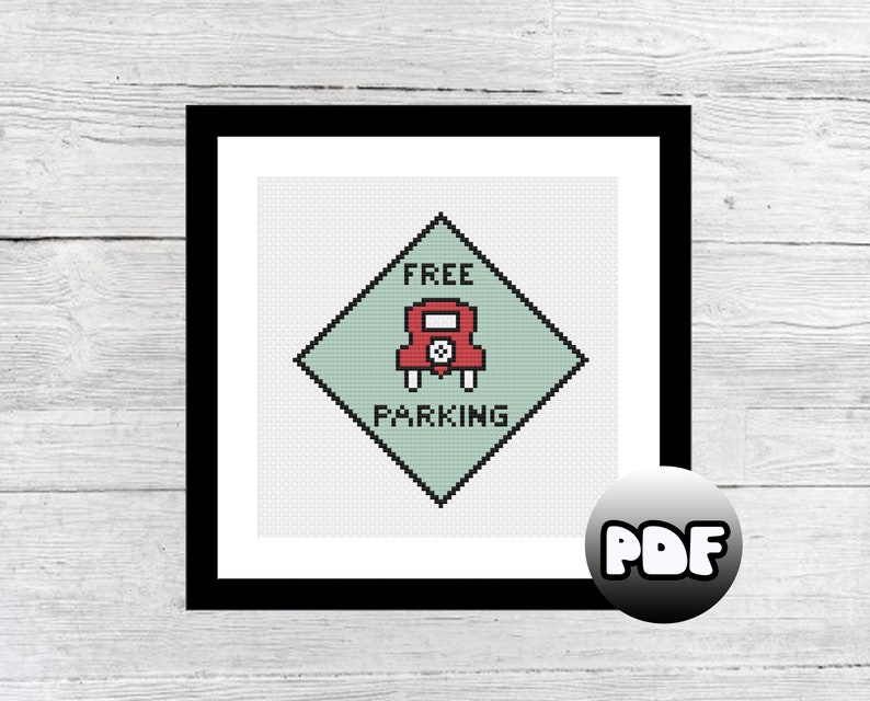 Cross Stitch PDF Pattern Instant Download Free Parking Monopoly Board