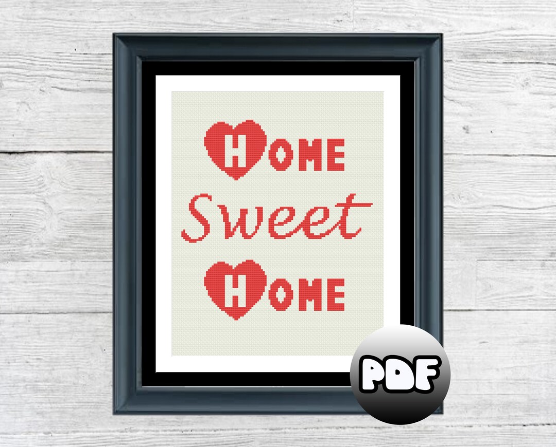 Cross Stitch PDF Pattern Instant Download Home Sweet Home Easy
