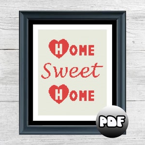 Cross Stitch PDF Pattern - Instant Download - Home Sweet Home - Easy - Beginners - Home Decor - Home Quote