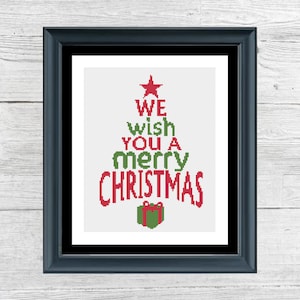 Christmas Tree Cross Stitch - Pattern - PDF - Instant Download - Home Decor - Xmas Cross Stitch - Typography - Wall Art - Beginner