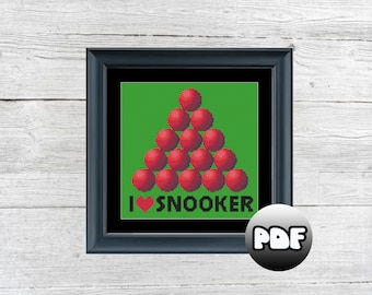 Cross Stitch Pattern PDF - Easy - Beginner - Chart - Snooker - Sport - Wall Art