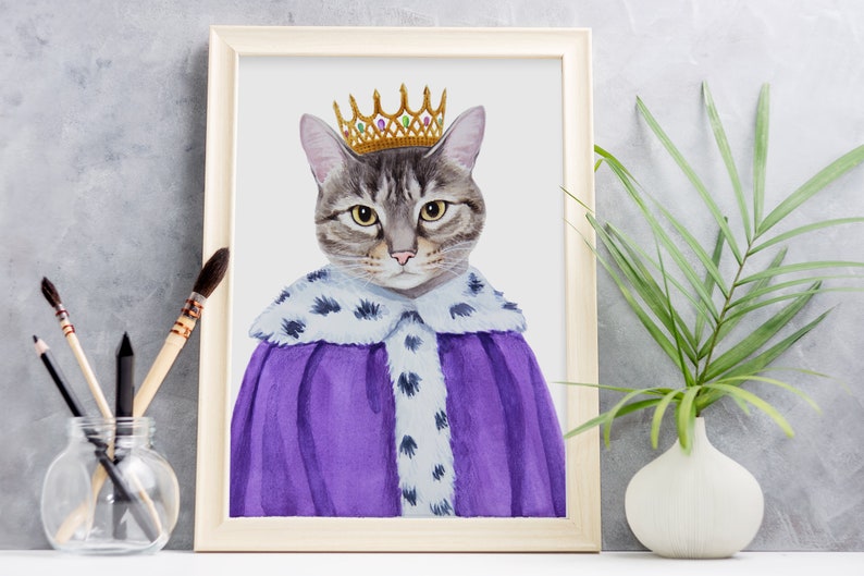 custom pet Portrait painting Personalized Pet memorial pet in cloth unique birthday Father/'s Day gift Regal Pet Portrait royal Pet Portrait