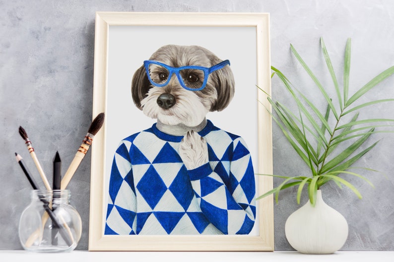custom pet Portrait painting Personalized Pet memorial pet in cloth unique birthday Father/'s Day gift Regal Pet Portrait royal Pet Portrait