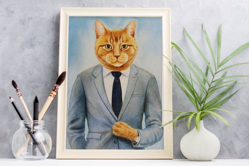 custom pet Portrait painting Personalized Pet memorial pet in cloth unique birthday Father/'s Day gift Regal Pet Portrait royal Pet Portrait