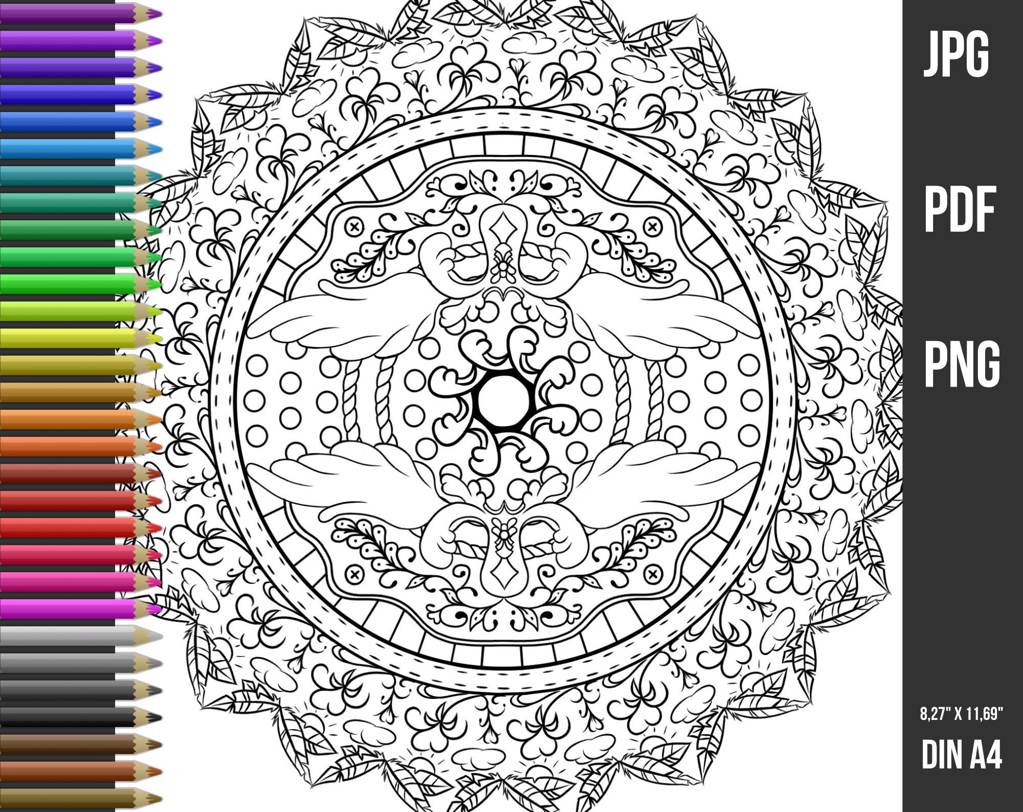Download Mandala Coloring Page For Adults Coloring Book Pdf Download A4 Etsy