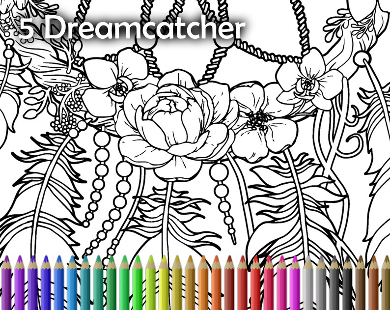 Download Adult Coloring Book Pdf Printable Dreams Set Of Dreamcatcher Coloring Pages For Adults Jpg Pdf Download Coloring Page Download Print Digital Art Collectibles Dekorasyonu Net