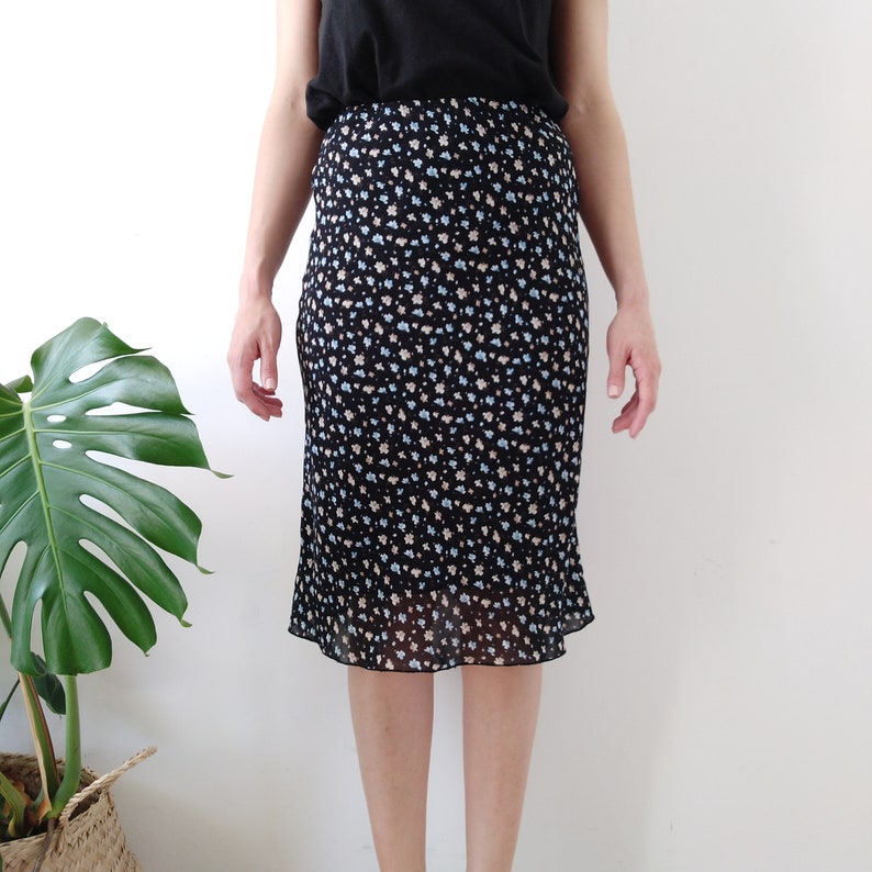 Floral Midi Skirt Small Skirt 1990 Skirt Pencil Skirt