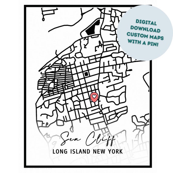 DIGITAL Custom Map With a Pin Map Art City Maps Map Print - Etsy