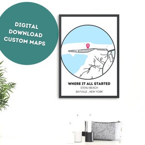 DIGITAL Where We Met Map, First Date, Personalized Gift, Anniversary gift, Gift for Boyfriend, Gift for Girlfriend, Valentine&#39;s Day gift