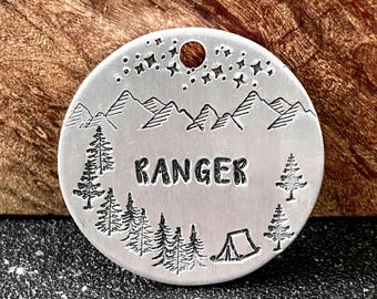Dog Collar Tag, Hand Stamped Pet ID Tags, Personalized Dog Name Tag, Dog ID