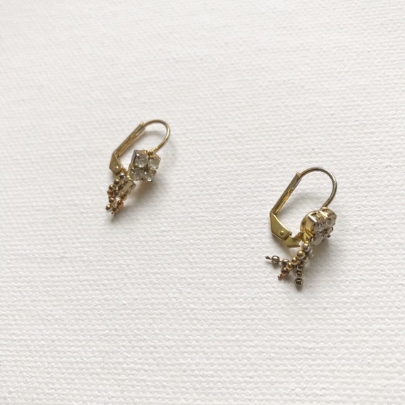 Vintage gold metal marquasite rhinestone hinged e