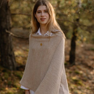 Elegant bridal mohair woolen cape, Light wool cover up for women, Hand knitted woolen throw, One size cosy poncho cape, Wife Christmas gift