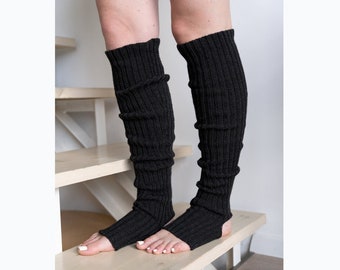 Calzini Welly alti al ginocchio da donna, scaldamuscoli in lana merino lavorati a mano, scaldamuscoli per yoga pilates in morbida lana senza piedi, regalo per gli amanti dello yoga