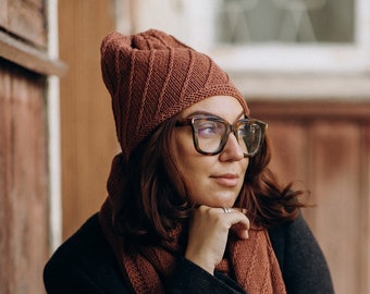 100% hand knit merino wool women cap, Natural wool warm beanie hat, Soft woolen minimal knit cap, Pure wool cap with lining, Hygge style hat