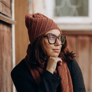 100% hand knit merino wool women cap, Natural wool warm beanie hat, Soft woolen minimal knit cap, Pure wool cap with lining, Hygge style hat hazelnut
