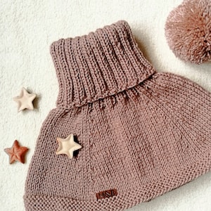 Merino Wool Kids Neck Warmer, Spring Warm Comfy Turtleneck Collar for Toddlers