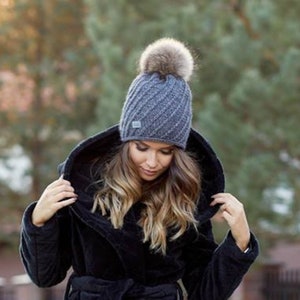 Real Fur Pom Pom Hat Etsy UK