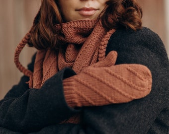 Mitaines en laine mérinos tricotées à la main, Gants en laine chaude Moms, Mitaines en laine d’hiver pour femmes, Cadeau de Noël de mère, Mitaines douces de style vintage