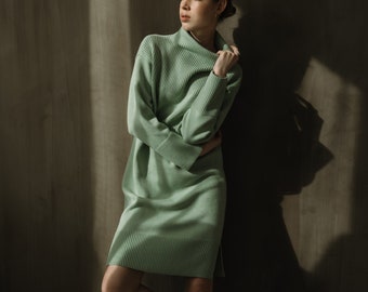 green emerald velvet dress Sofia Merino Wool Fit & Flare Dress - Black – Sofia Midi Dress main image 1
