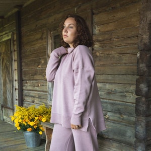 Oversized hand knit merino wool jumper, Women merino knitwear, Warm plus size cosy sweater, Soft woolen relaxed fit sweater, Knitted jumper